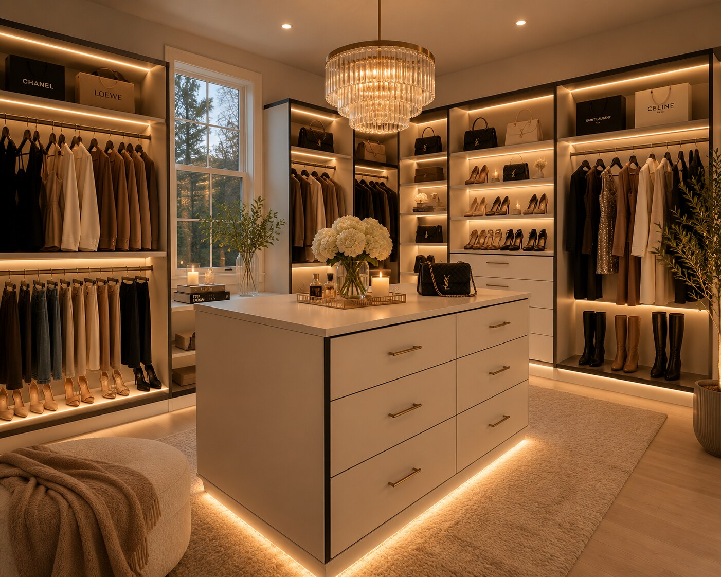 Full-scale custom closet display inside the Cap City Closets showroom
